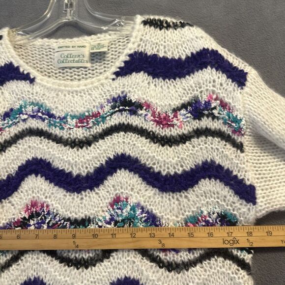 VTG Colleens Collectibles Hand Knit Acrylic Sweater Size Small Open Knit 80s - Picture 8 of 8